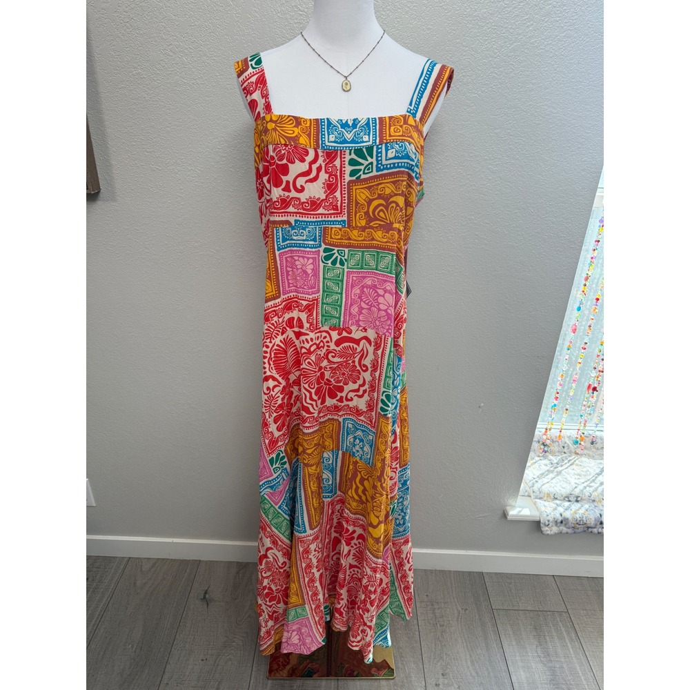 MSK Colorful Patchwork Print Sleeveless Maxi Dress Size XL